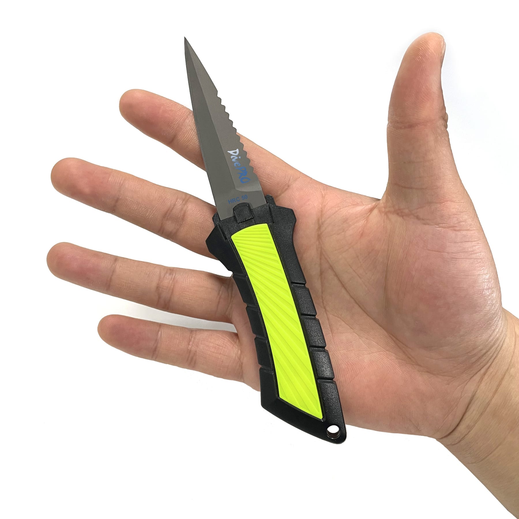 DivePRO Sea Penetrator knife mounted to elastic strap